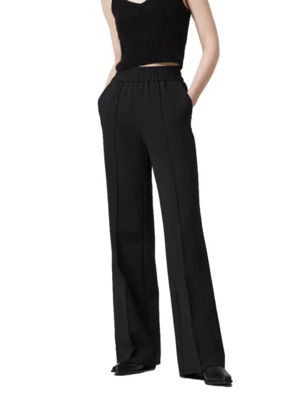 All Saints Millie Wide Leg Trousers Black 8 - Picture 2 of 13
